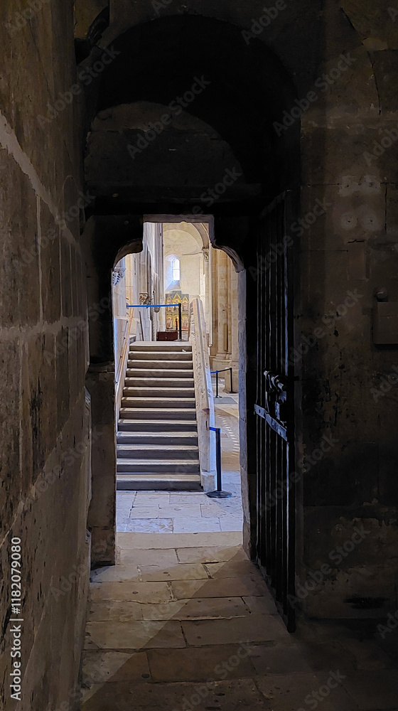 Fototapeta premium Salamanca Cathedral interior passage and steps.