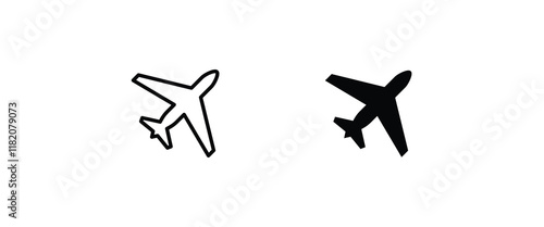 Plane, aircraft, Airplane travel, air plane flight icons button, vector, sign, symbol, logo, illustration, editable stroke, flat design style isolated on white linear pictogram