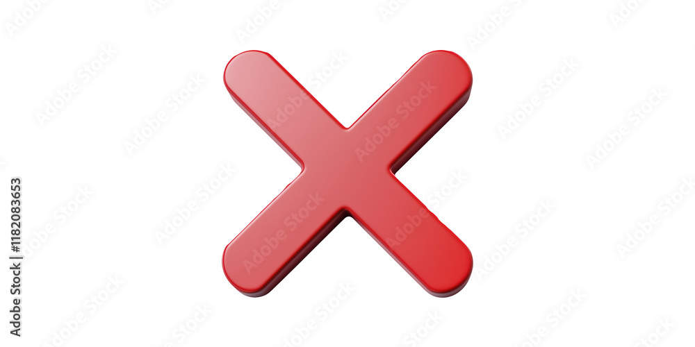 Fototapeta premium Red cross mark symbol isolated on transparent background