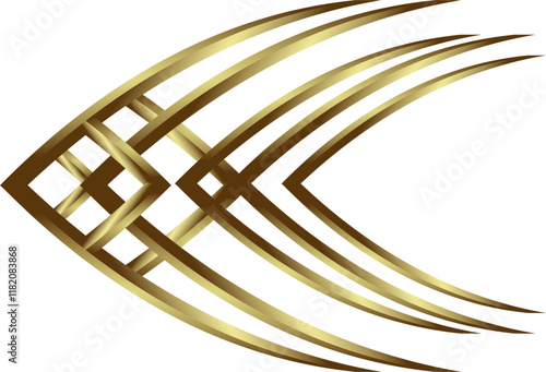 curved line design material with golden brown gradient colors as inspiration for ornaments or tribal fish shapes for fine arts and applied arts