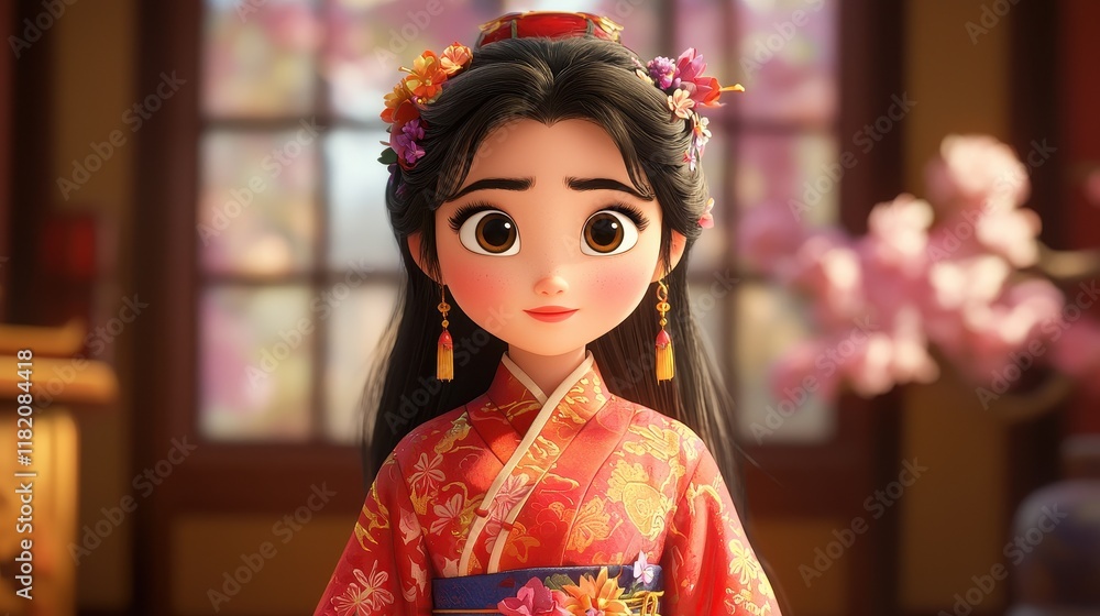 Fototapeta premium Colorful Chinese New Year Parade Featuring Dancers and Musicians in Traditional Attire