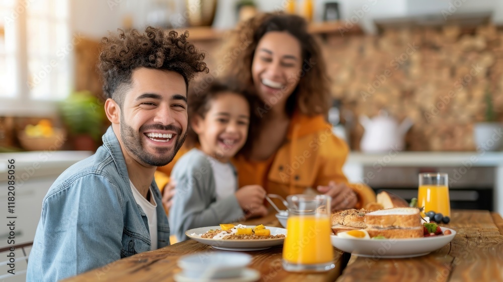 A joyful family enjoying breakfast together at a beautifully set table, filled with food and drinks, showcasing warmth and connection. A joyful family enjoying breakfast together at a beautifully set table, filled with food and drinks, showcasing warmth and connection.