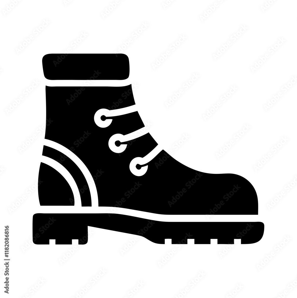 Black Hiking Boot Icon for Outdoor Sports and Adventure Black Hiking Boot Icon for Outdoor Sports and Adventure