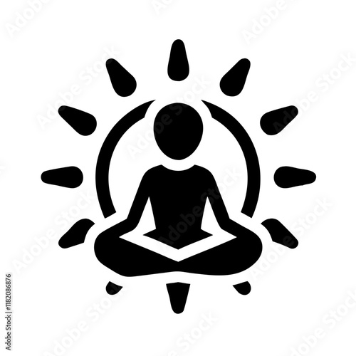 Black Meditation Icon for Mental Health and Relaxation