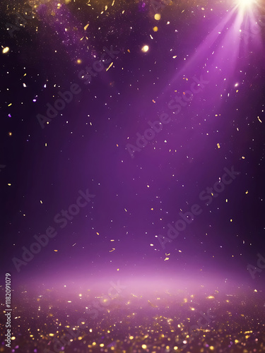 A festive purple design with Christmas trees and glittering stars on a transparent background.
