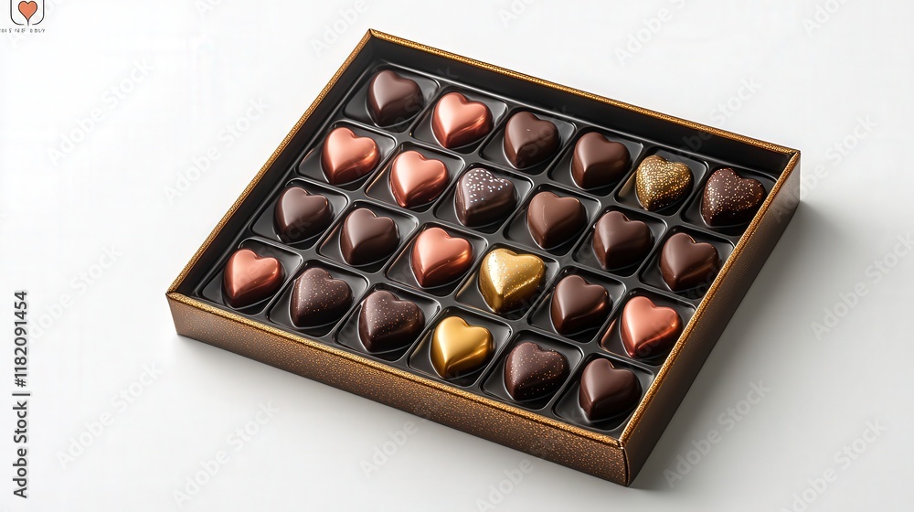box of chocolates with heart-shaped candies, ready to surprise your loved one this Valentine's Day box of chocolates with heart-shaped candies, ready to surprise your loved one this Valentine's Day