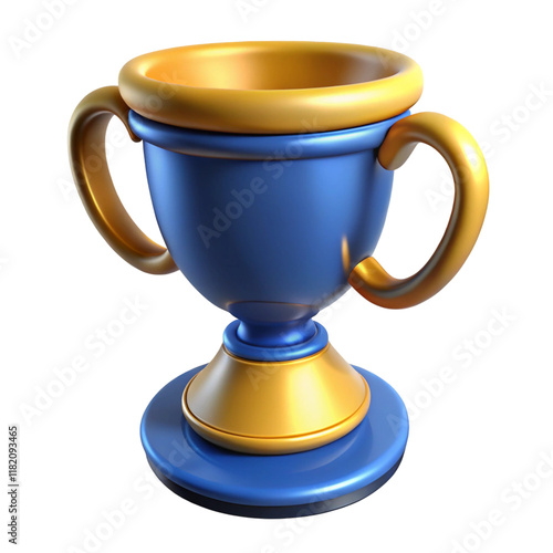 3D Render of a Blue and Gold Trophy Cup