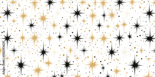 Gold and Black Starburst Seamless Pattern
