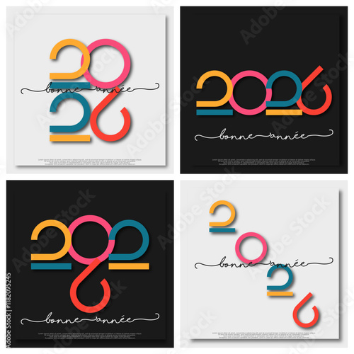 Bonne année - meilleurs vœux 2026 - vecteur pour affiche bannière salutation et célébration du nouvel an 2026.