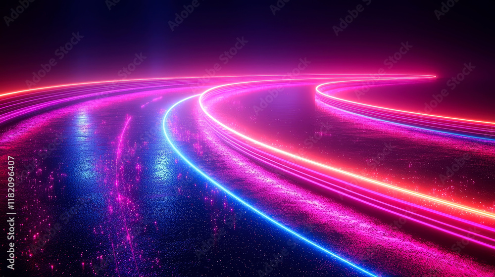 Neon Lines Abstract Background: Pink, Blue, Purple Glowing Speed Motion Design Neon Lines Abstract Background: Pink, Blue, Purple Glowing Speed Motion Design