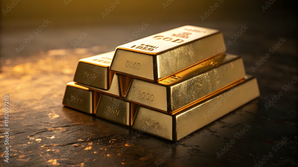 Stacked Gold Bars Reflecting Luxury and Wealth in Soft Lighting Stacked Gold Bars Reflecting Luxury and Wealth in Soft Lighting