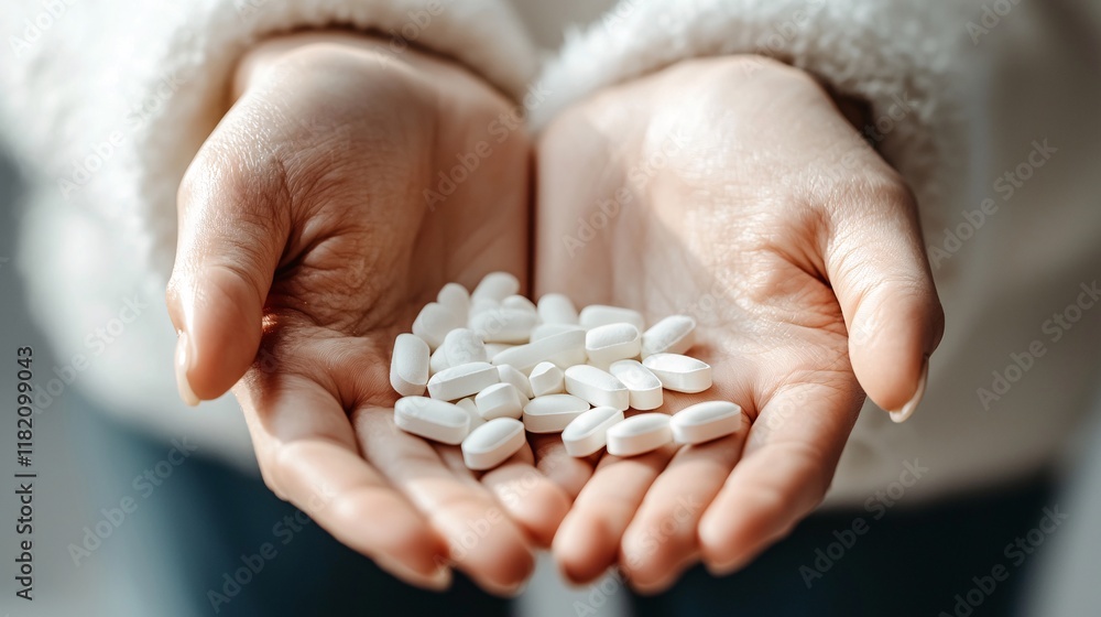 of a person holding ibuprofen tablets, highlighting the use for pain relief and inflammation reduction. | Ibuprofen of a person holding ibuprofen tablets, highlighting the use for pain relief and inflammation reduction. | Ibuprofen