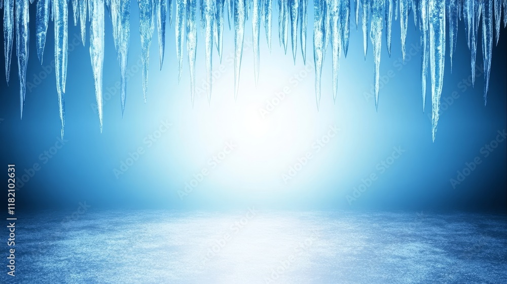 Fototapeta premium Icy Cave Winter Wonderland Frozen Background