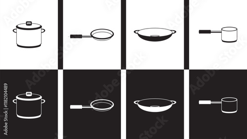 Cooking utensils vector design. Fast food kitchen equipment icon set.