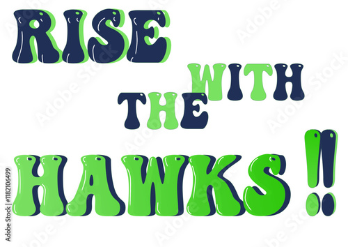 Rice with the hanks  - Navy blue and neon green football, sport vector graphics for street art - graffiti lettering typography - art illustration - writen Word