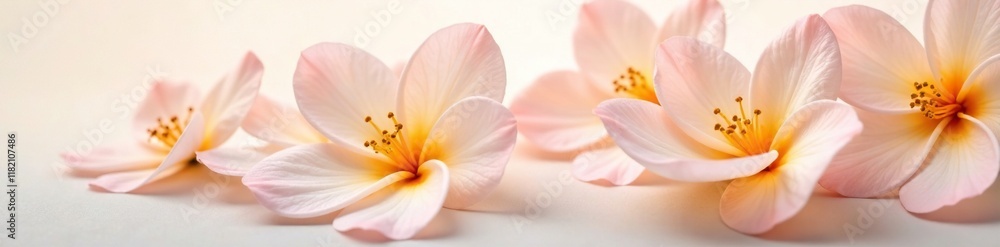 Delicate peach flowers unfold on white petals, elegance, flora Delicate peach flowers unfold on white petals, elegance, flora