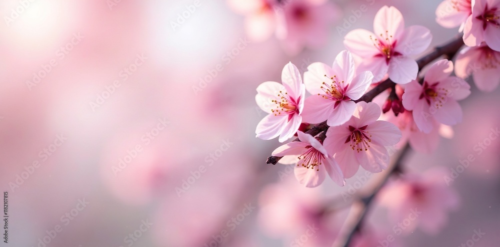 delicate pink blossoms scattered on a white branch, pink cherry blossoms, tree, nature