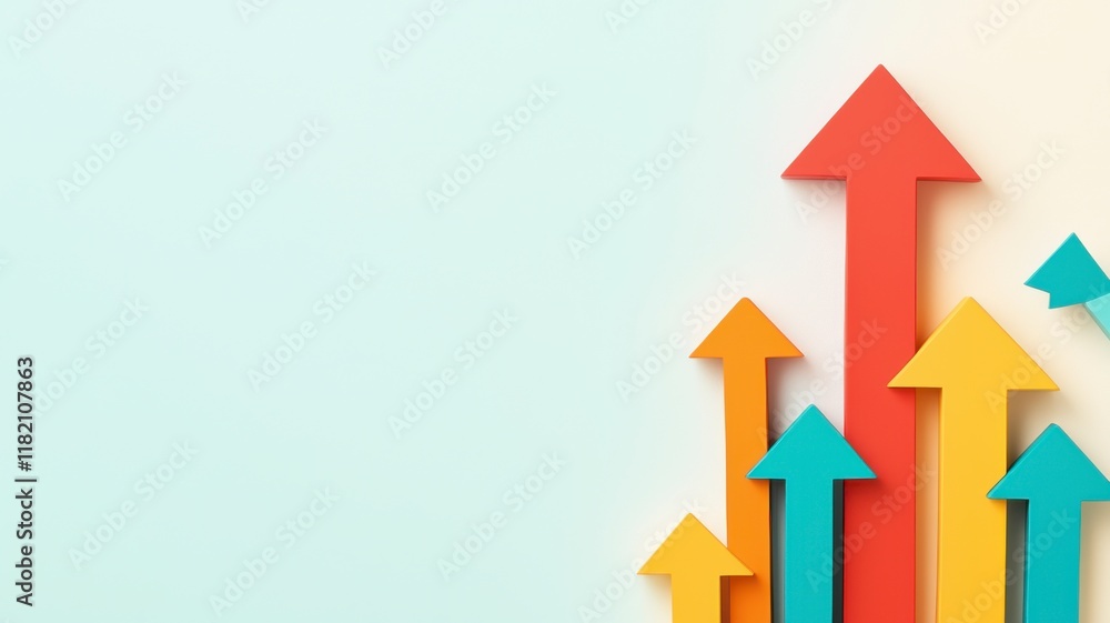 Upward Trend Arrows in 3D Style Representing Revenue Growth and Financial Progress on a Soft Color Background Upward Trend Arrows in 3D Style Representing Revenue Growth and Financial Progress on a Soft Color Background