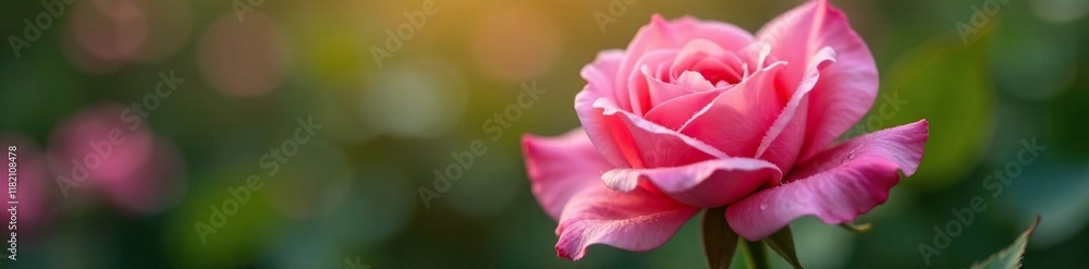 Delicate pink rose petals unfolding in the morning dew, nature scenery, floral, flower blossom