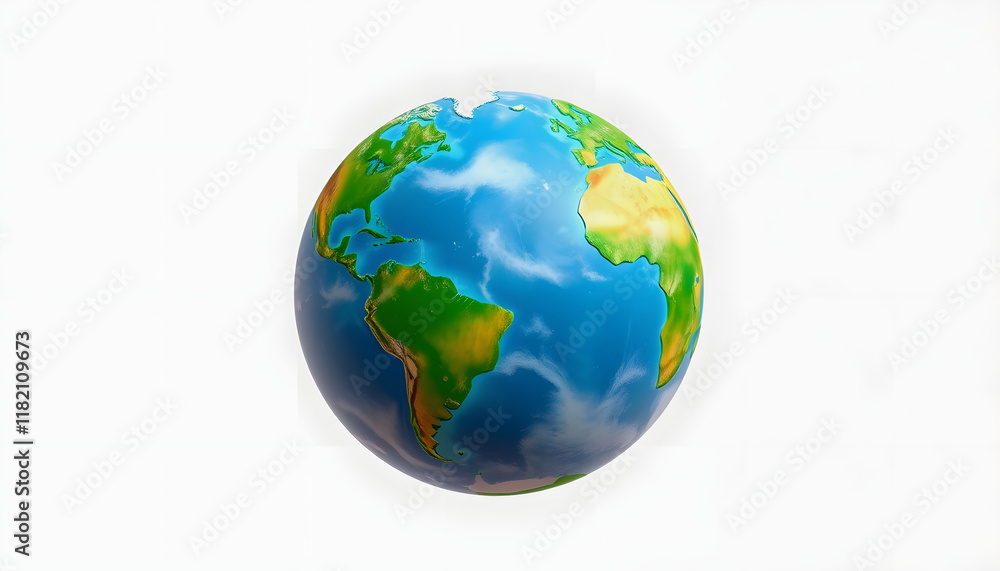 Fototapeta premium Planet earth in a climate change, global warming concept. Colorful 3D rendering with copy space for text, simple style, with white tones