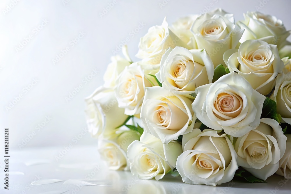 Silhouette of Elegant White Rose Bouquet, Isolated on White Background Silhouette of Elegant White Rose Bouquet, Isolated on White Background