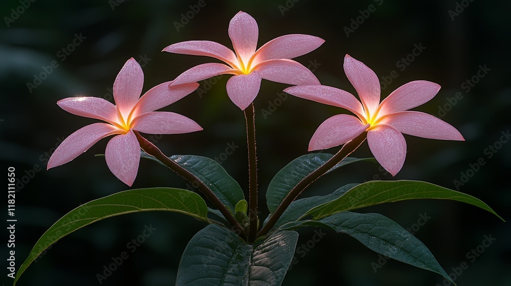 Illuminated Pink Flowers Night Bloom Trio Illuminated Pink Flowers Night Bloom Trio