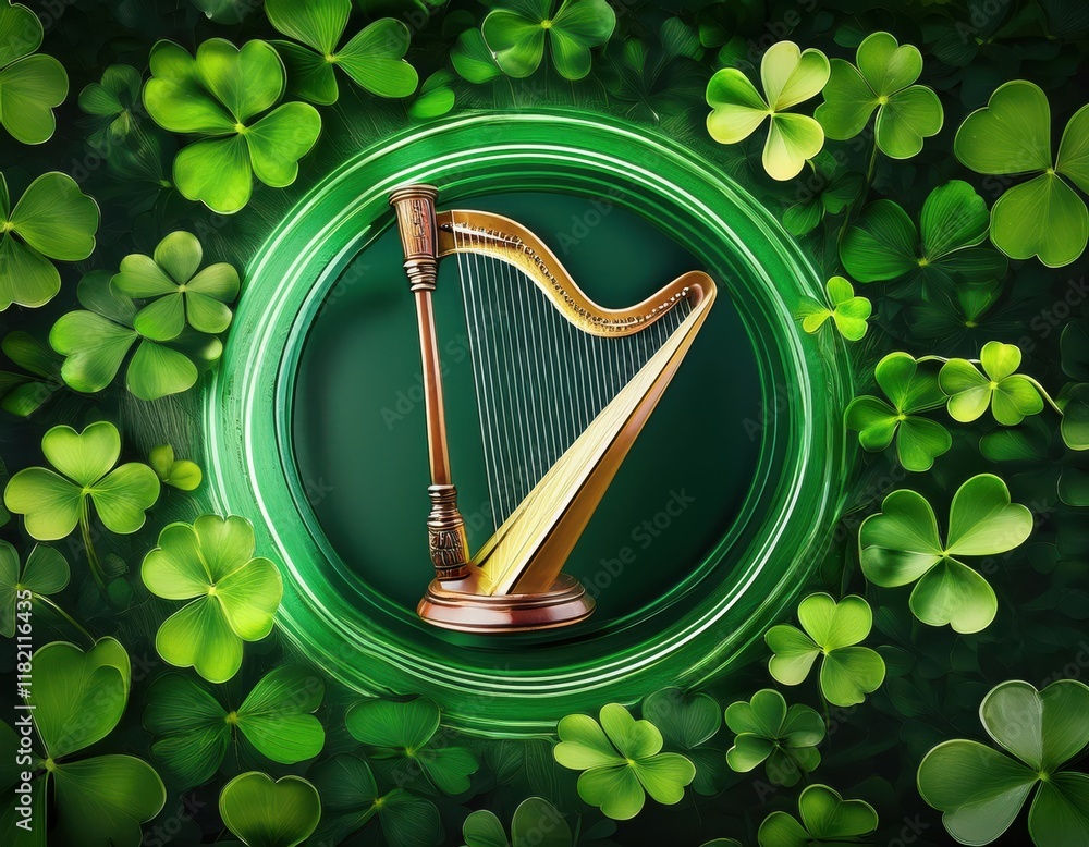 Εκτύπωση καμβά Traditional symbols of Ireland come together to evoke the spirit of St