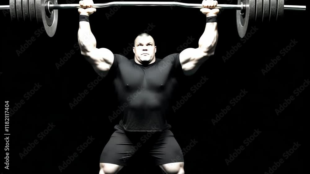 In a dimly lit gym, a dedicated heavyweight lifter channels all their energy and strength into a powerful deadlift, showcasing maximum effort In a dimly lit gym, a dedicated heavyweight lifter channels all their energy and strength into a powerful deadlift, showcasing maximum effort