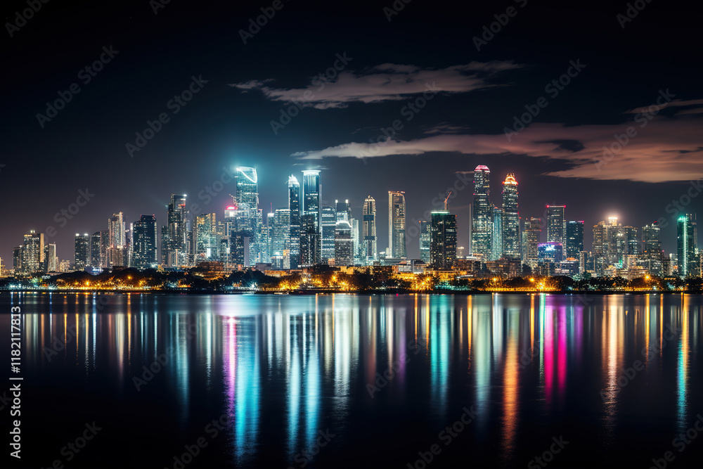 Gorgeous Illuminated futuristic cityscape with neon backgrounds Gorgeous Illuminated futuristic cityscape with neon backgrounds