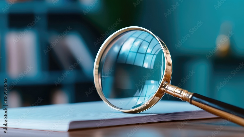 custom made wallpaper toronto digitalMagnifying glass on notebook, emphasizing details in study or investigation setting