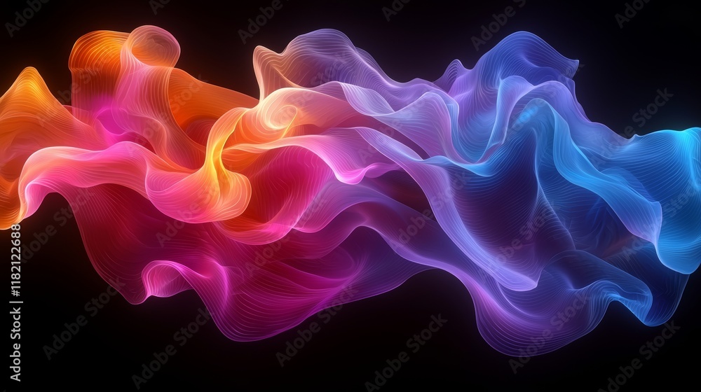 Obraz premium A vibrant, glowing liquid gradient shape that forms an abstract colorful gradient sphere. This poster collection offers modern illustrations for flyers, social media content, banners, and placards on