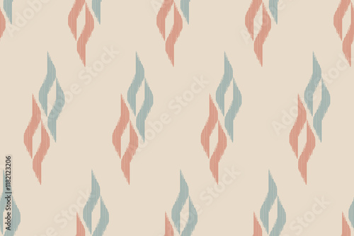 Ethnic Ikat seamless pattern. Motif ethnic handmade beautiful Ikat art.Ikat ethnic tribal, boho colors seamless wallpaper. Abstract traditional folk antique graphic fabric line.