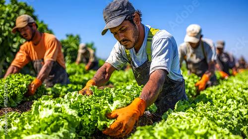 Farmworkers Harvesting Lettuce: A Glimpse into the Agricultural Industry