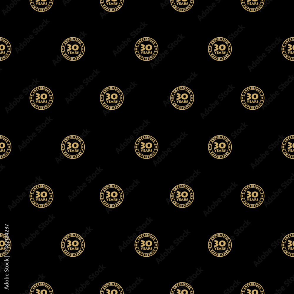 30 years experience label pattern seamless isolated on black background 30 years experience label pattern seamless isolated on black background