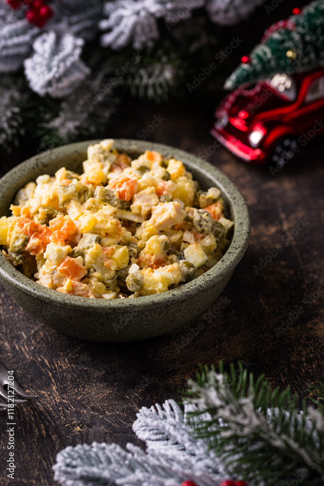 Traditional russian salad Olivier Traditional russian salad Olivier