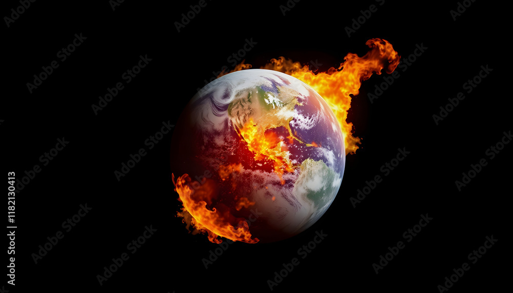 Fototapeta premium Earth on Fire: Global Warming and Climate Change Impacts