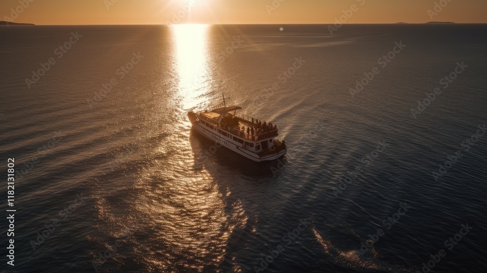 Fototapeta premium sunset, on the sea, during a boat trip