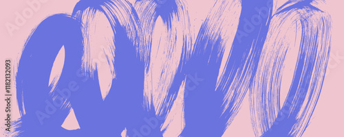 Bold spiral brush stroke banner background. Hand drawn abstract grain texture design. Abstract squiggle brush background. Blue vector funky grunge template. Rough thick brush stroke texture.