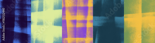 Colorful grunge halftone poster backgrounds. Comic overlay texture with dots or pixels. Retro faded grit noise texture. Urban street art graffiti punk posters set. Hand drawn screen print backgrounds.