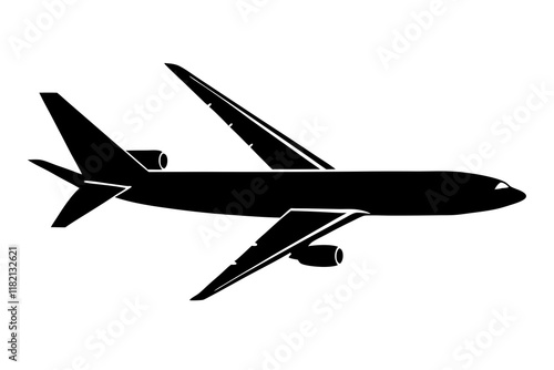 Airplane Vector Illustration - Silhouette of Passenger Aircraft