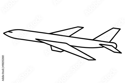 Airplane Vector Illustration - Outline Drawing of Passenger Aircraft