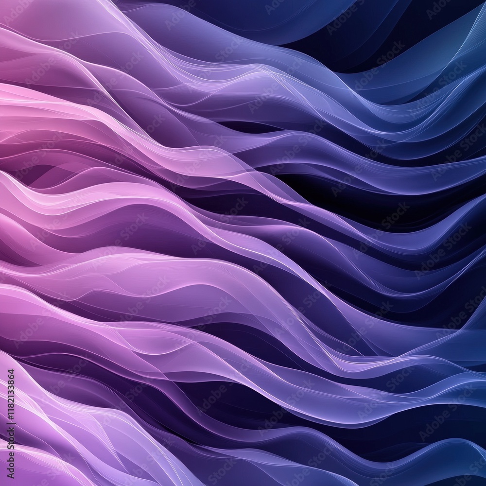 Obraz premium Elegant Abstract Waves in Shades of Purple and Blue - Fluid Motion Background for Modern Design and Digital Art.