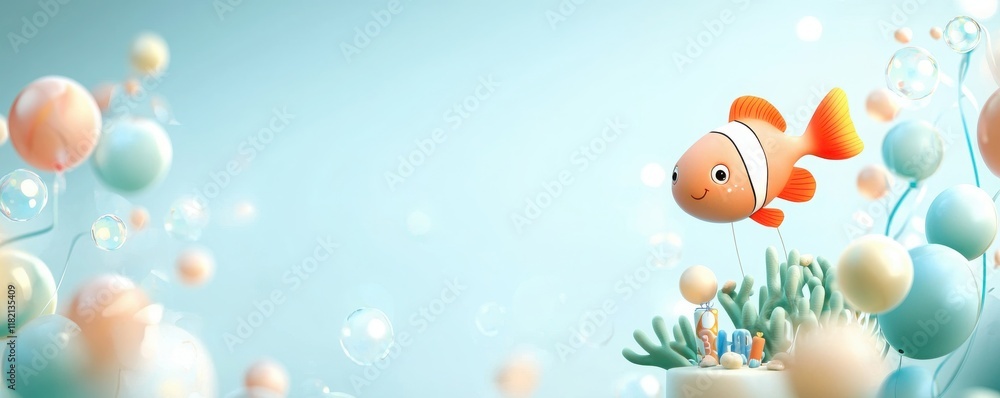 Underwater-themed birthday celebration with fish-shaped cake ocean decor party atmosphere child's party joyful experience Underwater-themed birthday celebration with fish-shaped cake ocean decor party atmosphere child's party joyful experience