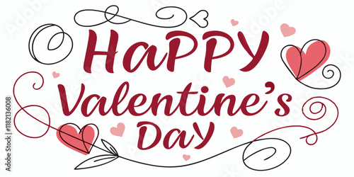 February 14 vector text