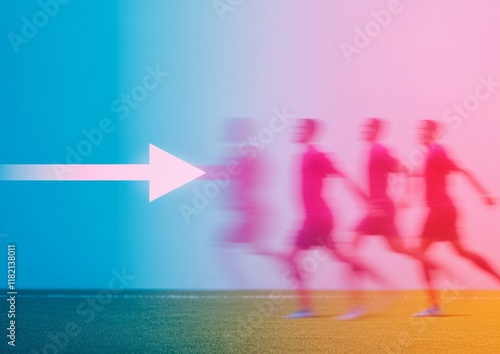 Dynamic Football Strategy Pastel Silhouettes and Translucent Arrows photo