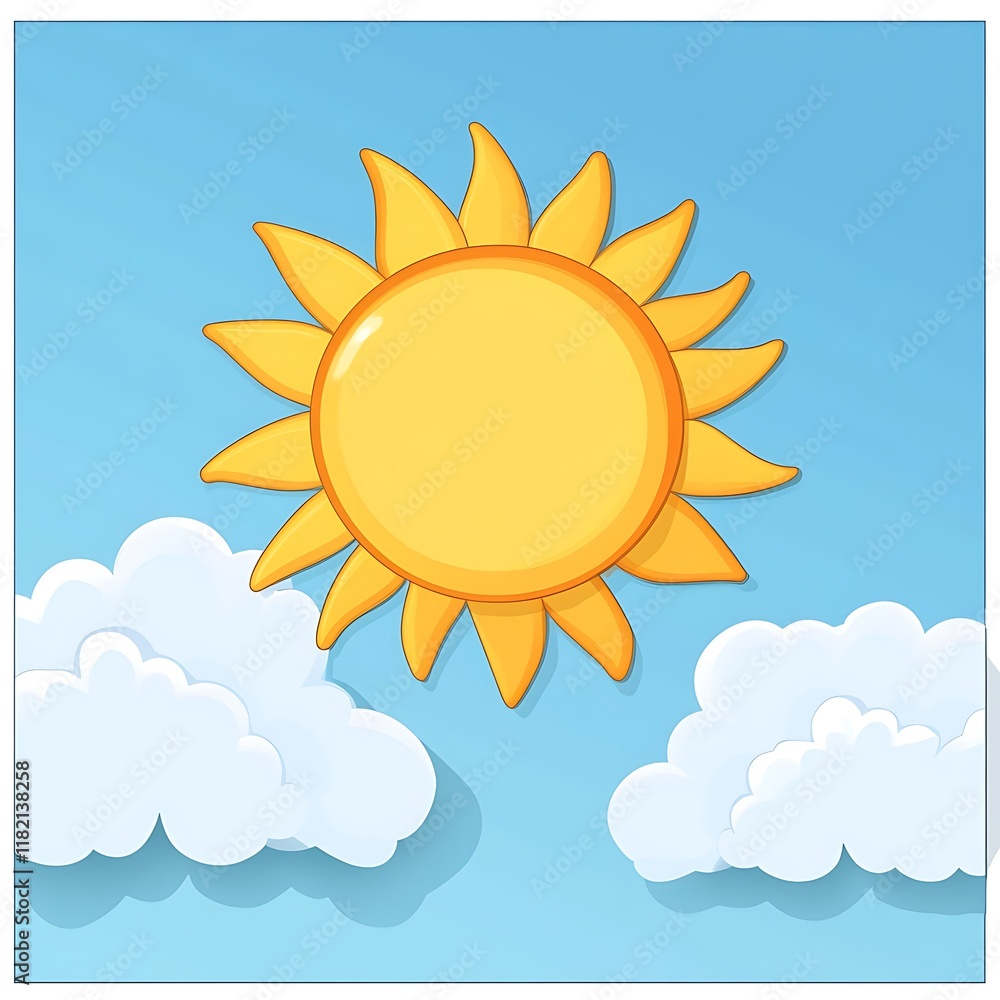 Bright Sunny Day Cartoon Sky with Clouds Bright Sunny Day Cartoon Sky with Clouds
