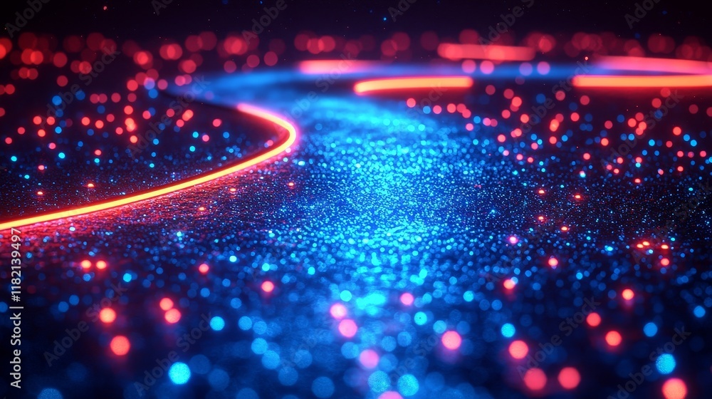 neon blue wave 3d render: an abstract background featuring LED lights for wallpapers and designs neon blue wave 3d render: an abstract background featuring LED lights for wallpapers and designs