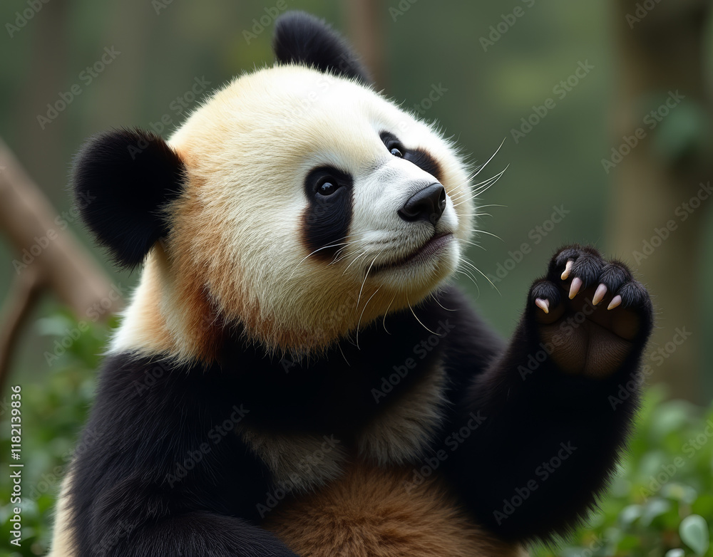 Obraz premium panda eating bamboo