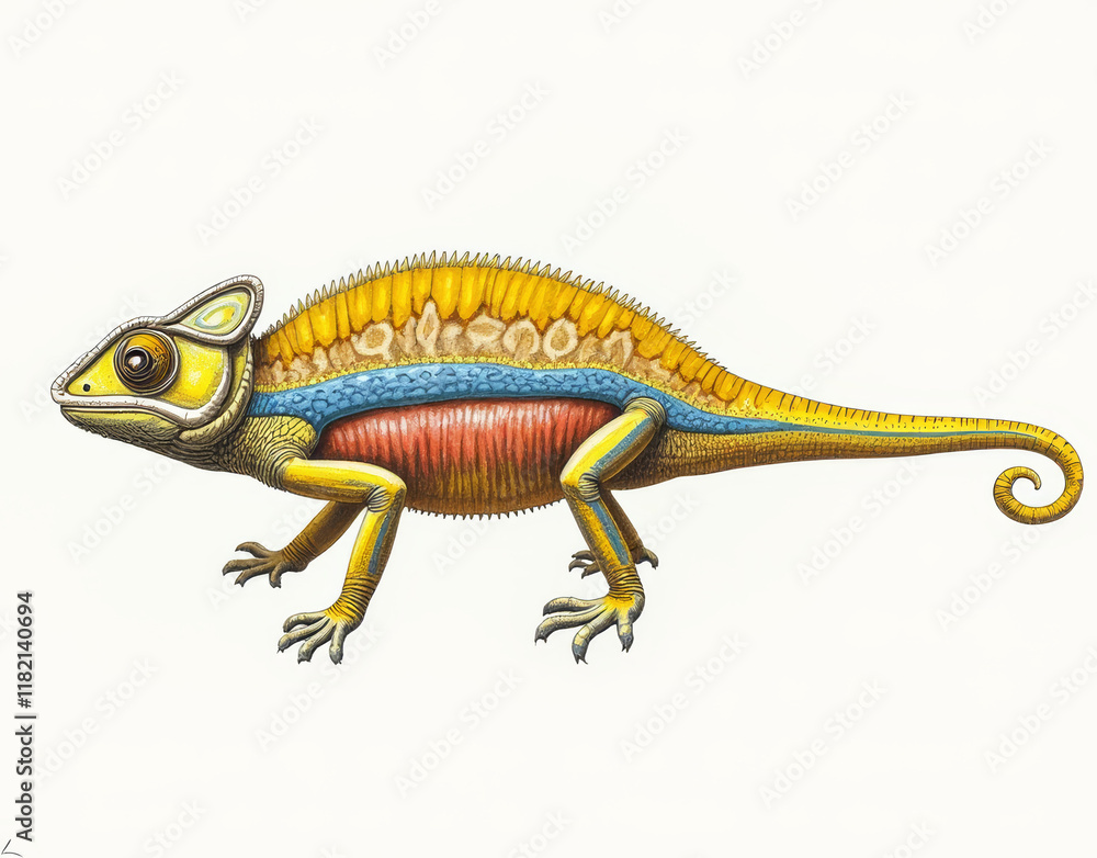 Fototapeta premium chameleon on white background