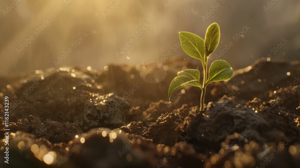 plant growing in soil plant growing in soil